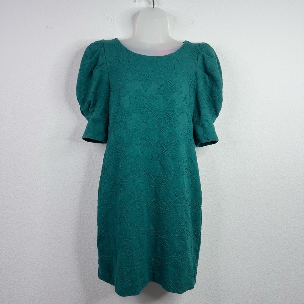 Lilly Pulitzer Dress Womens M Green Knowles Puff Sleeve Textured Preppy Luxury